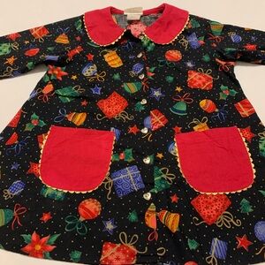 Vintage Chicken Noodle Kids' Festive Gown Cotton Christmas PJs Lounge Cozy Retro